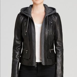 (Faux) Leather Jacket with Hood